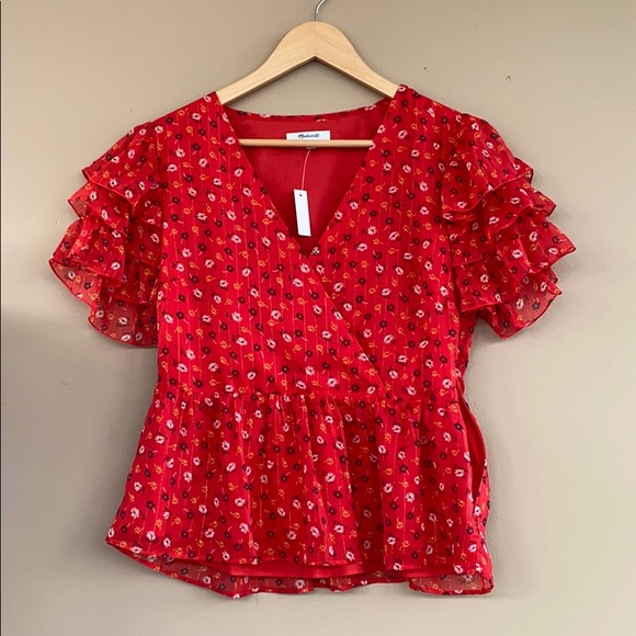 NEW • Madewell • Ruffle Tiered Peplum Top Posies - Picture 5 of 6